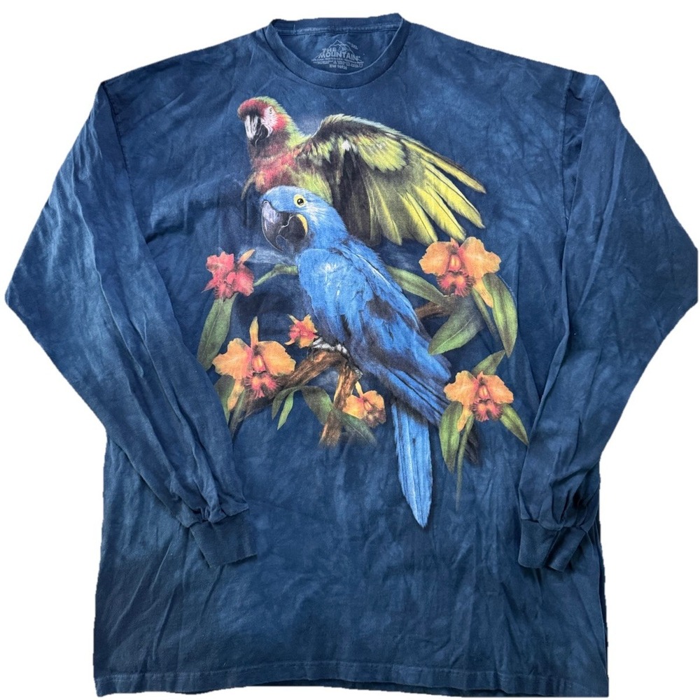 Parakeet Parrot‎ Tropical Friends Blue The Mountain LS Tee Shirt Adult 3XL NWOT